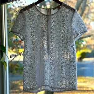 DVF Open Crochet Cottagecore white Lace Girlhoodcore exposed zipper women’s Sz 2